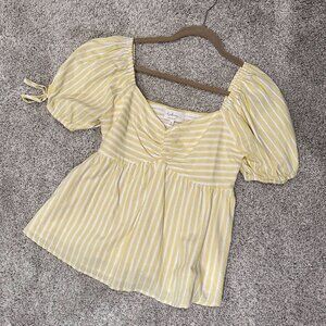 In February Yellow & White Striped Baby Doll Short Sleeve